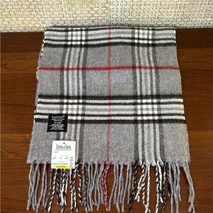 NWT Heather Gray Tartan Plaid Cashmink Scarf by V.FRAAS Germany